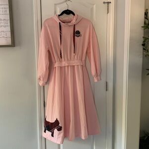 SCOttish HOUSE pink plaid dog pink dress sweat dress hoodie vintage style sz S